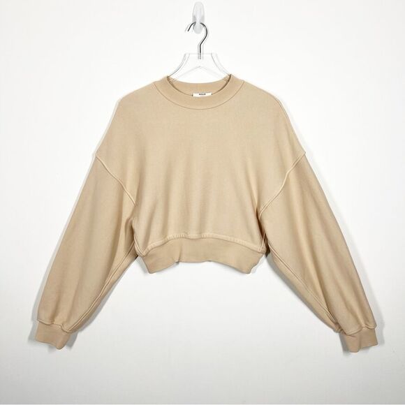 Agolde Women’s Size Small Tan Beige Kit Cropped French Terry Interior Sweatshirt - Picture 8 of 15